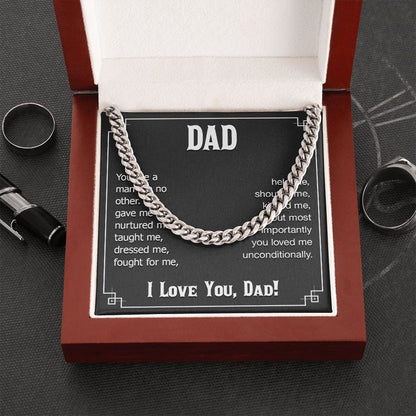 dad - you are a man like no other Dad Cuban Chain Necklace, Father Necklace Father's Day Gift, Christian Gift For Dad, Father Son Necklace - Serbachi