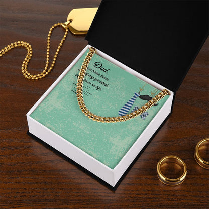 Dad, you have been one of my greatest influences in life_ Message Card Dad Cuban Chain Necklace, Father Necklace Father's Day Gift, Christian Gift For Dad, Father Son Necklace - Serbachi