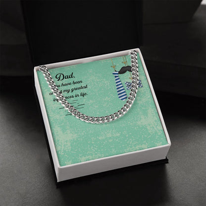 Dad, you have been one of my greatest influences in life_ Message Card Dad Cuban Chain Necklace, Father Necklace Father's Day Gift, Christian Gift For Dad, Father Son Necklace - Serbachi