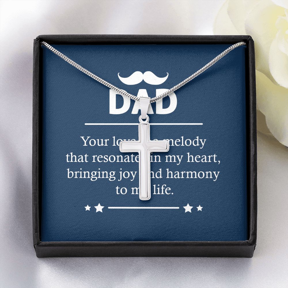 Dad - Your love is a melody Dad Cross Necklace, Father Cross Necklace Father's Day Gift, Christian Gift For Dad, Father Son Cross Necklace - Serbachi