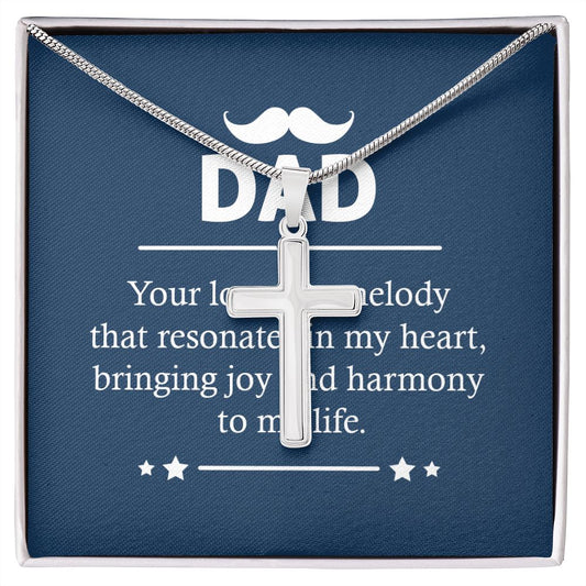 Dad - Your love is a melody Dad Cross Necklace, Father Cross Necklace Father's Day Gift, Christian Gift For Dad, Father Son Cross Necklace - Serbachi