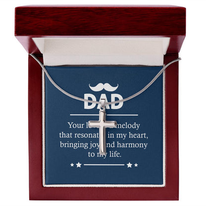 Dad - Your love is a melody Dad Cross Necklace, Father Cross Necklace Father's Day Gift, Christian Gift For Dad, Father Son Cross Necklace - Serbachi