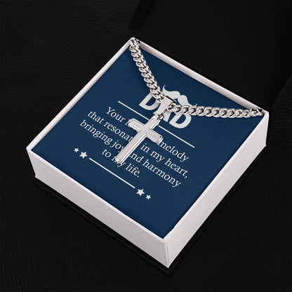 Dad - Your love is a melody Dad Cross Necklace, Father Necklace Father's Day Gift, Christian Gift For Dad, Father Son Cross Necklace - Serbachi