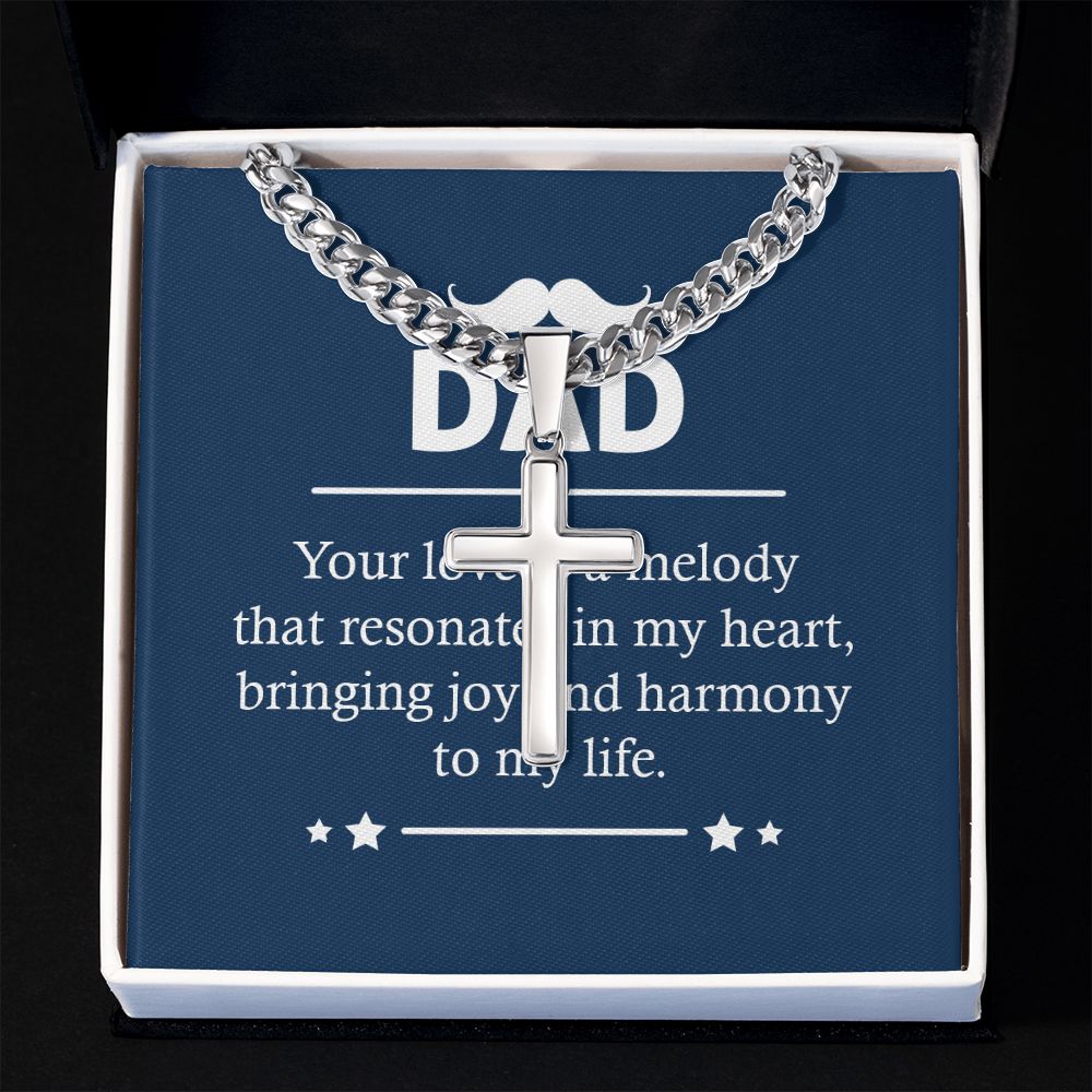 Dad - Your love is a melody Dad Cross Necklace, Father Necklace Father's Day Gift, Christian Gift For Dad, Father Son Cross Necklace - Serbachi