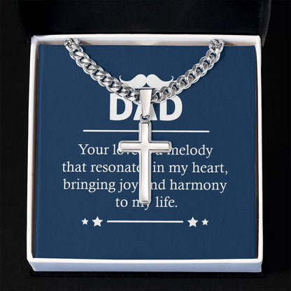 Dad - Your love is a melody Dad Cross Necklace, Father Necklace Father's Day Gift, Christian Gift For Dad, Father Son Cross Necklace - Serbachi