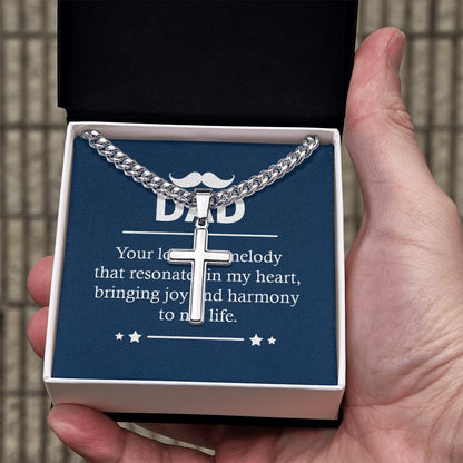 Dad - Your love is a melody Dad Cross Necklace, Father Necklace Father's Day Gift, Christian Gift For Dad, Father Son Cross Necklace - Serbachi