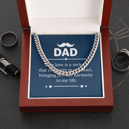 Dad - Your love is a melody Dad Cuban Chain Necklace, Father Necklace Father's Day Gift, Christian Gift For Dad, Father Son Necklace - Serbachi