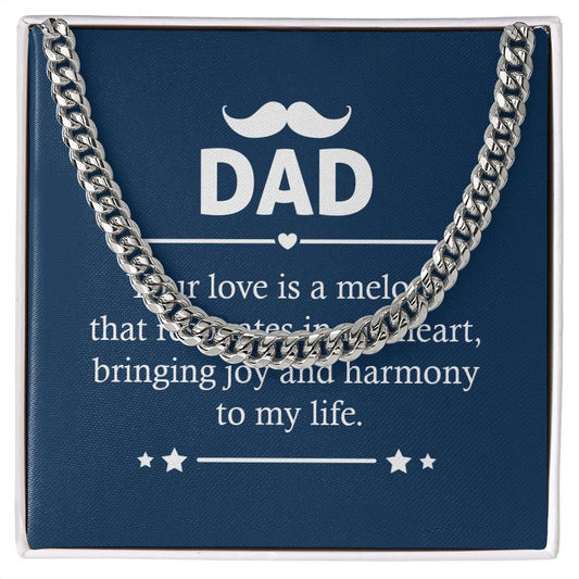 Dad - Your love is a melody Dad Cuban Chain Necklace, Father Necklace Father's Day Gift, Christian Gift For Dad, Father Son Necklace - Serbachi