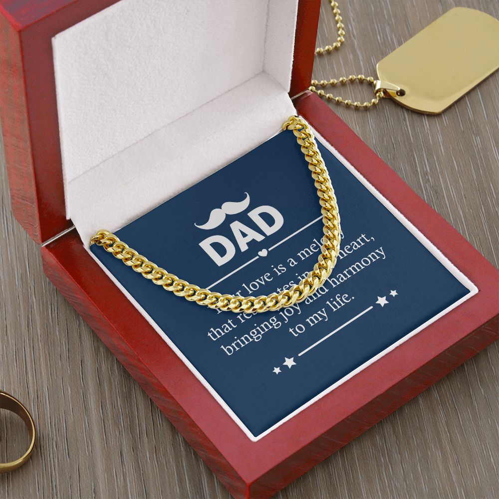 Dad - Your love is a melody Dad Cuban Chain Necklace, Father Necklace Father's Day Gift, Christian Gift For Dad, Father Son Necklace - Serbachi