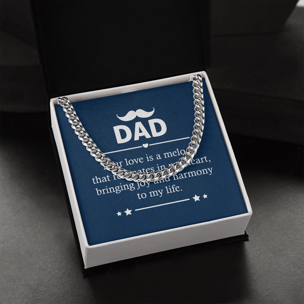 Dad - Your love is a melody Dad Cuban Chain Necklace, Father Necklace Father's Day Gift, Christian Gift For Dad, Father Son Necklace - Serbachi