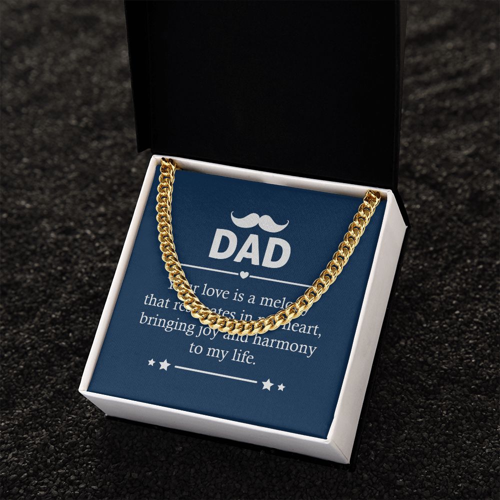 Dad - Your love is a melody Dad Cuban Chain Necklace, Father Necklace Father's Day Gift, Christian Gift For Dad, Father Son Necklace - Serbachi