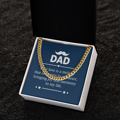 Dad - Your love is a melody Dad Cuban Chain Necklace, Father Necklace Father's Day Gift, Christian Gift For Dad, Father Son Necklace - Serbachi