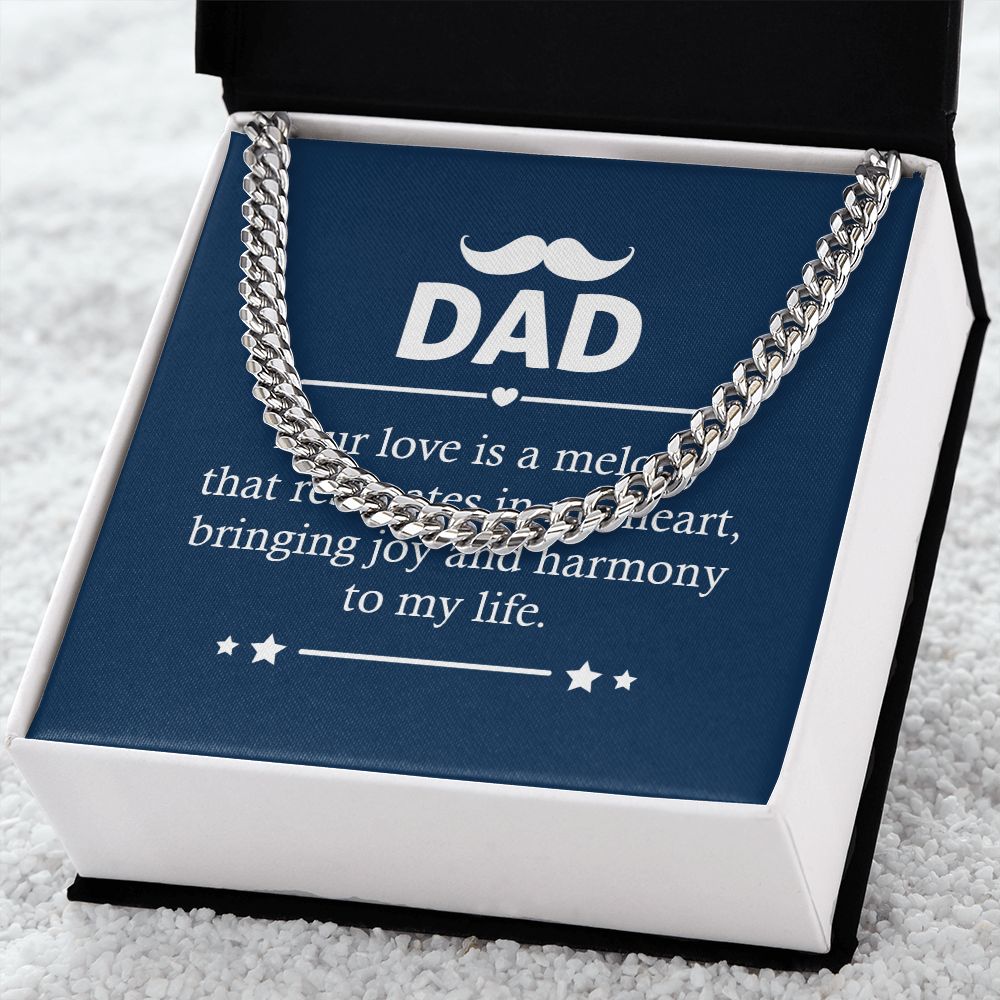 Dad - Your love is a melody Dad Cuban Chain Necklace, Father Necklace Father's Day Gift, Christian Gift For Dad, Father Son Necklace - Serbachi