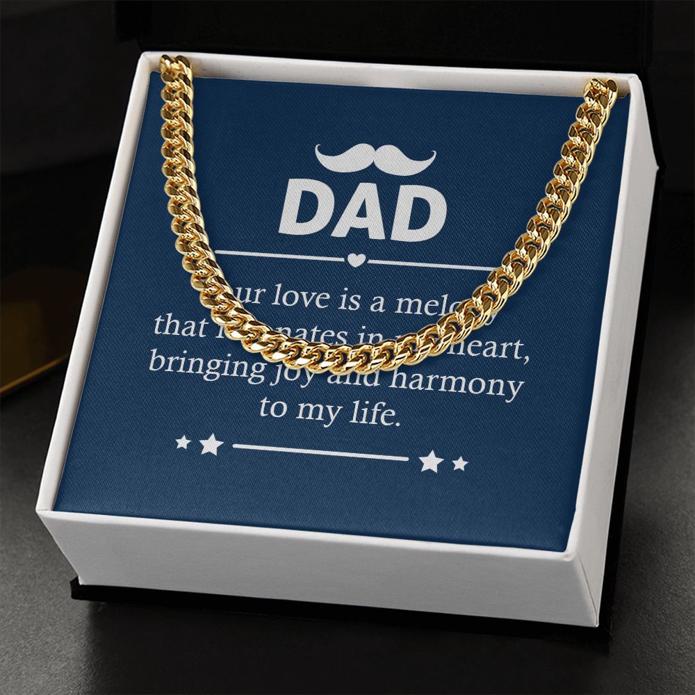 Dad - Your love is a melody Dad Cuban Chain Necklace, Father Necklace Father's Day Gift, Christian Gift For Dad, Father Son Necklace - Serbachi