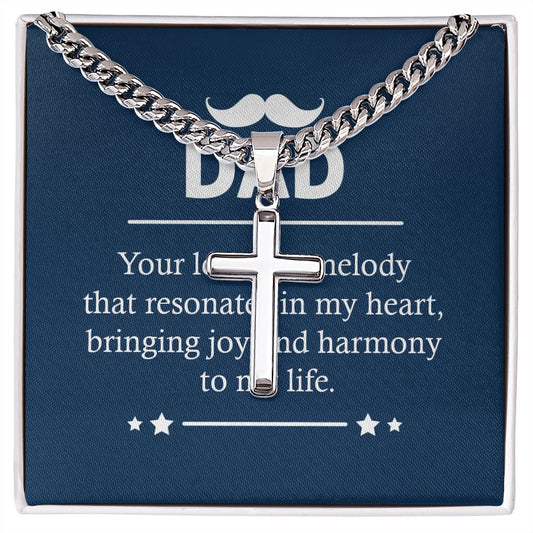 Dad - Your love is a melody Personalized Dad Cross Necklace, Father Necklace Father's Day Gift, Christian Gift For Dad, Father Son Necklace - Serbachi