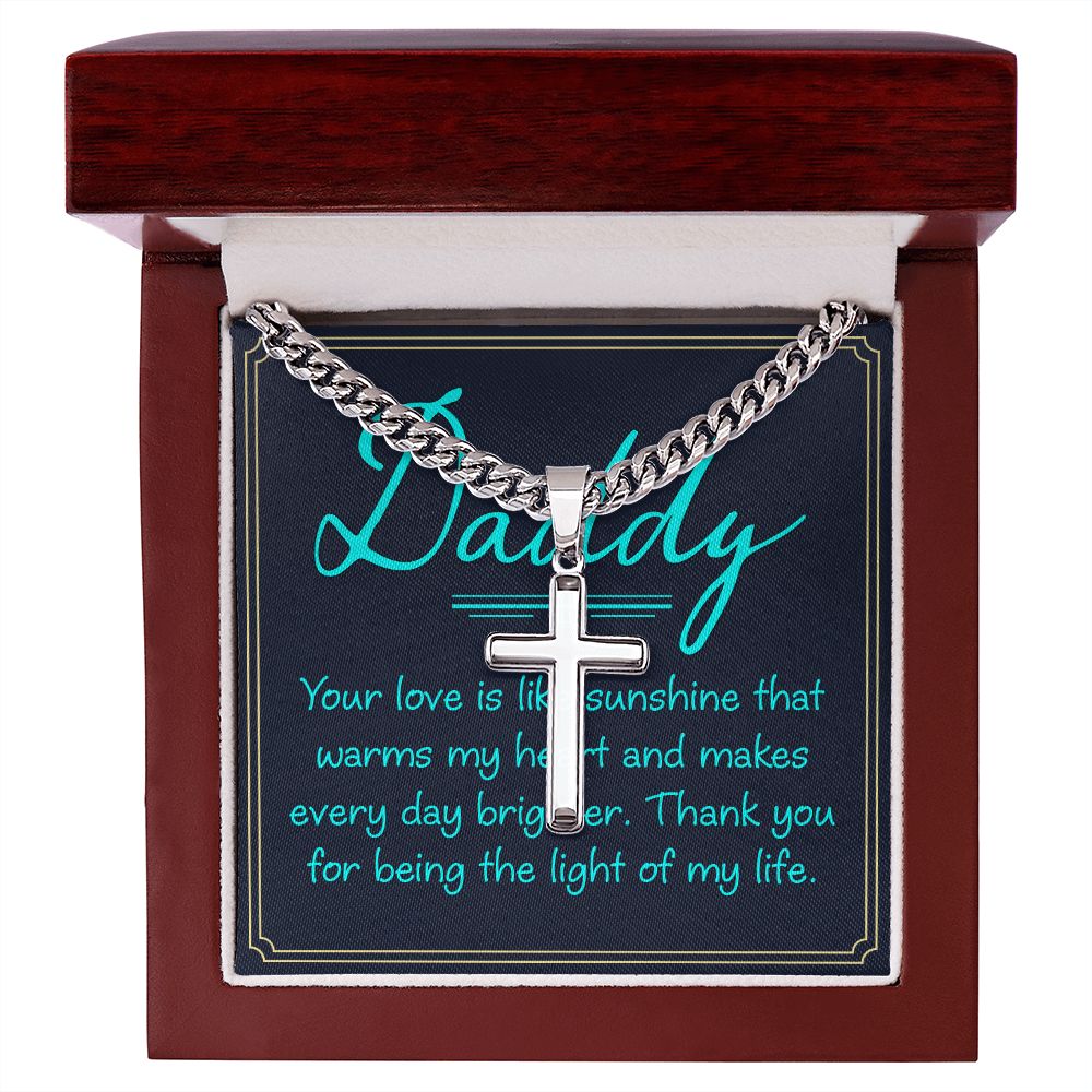 Dad, your love is Personalized Dad Cross Necklace, Father Necklace Father's Day Gift, Christian Gift For Dad, Father Son Necklace - Serbachi