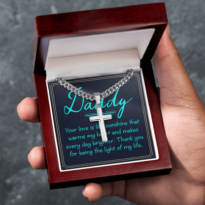 Dad, your love is Personalized Dad Cross Necklace, Father Necklace Father's Day Gift, Christian Gift For Dad, Father Son Necklace - Serbachi