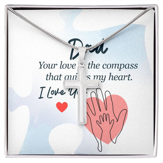 dad - your love is the compass Dad Cross Necklace, Father Cross Necklace Father's Day Gift, Christian Gift For Dad, Father Son Cross Necklace - Serbachi
