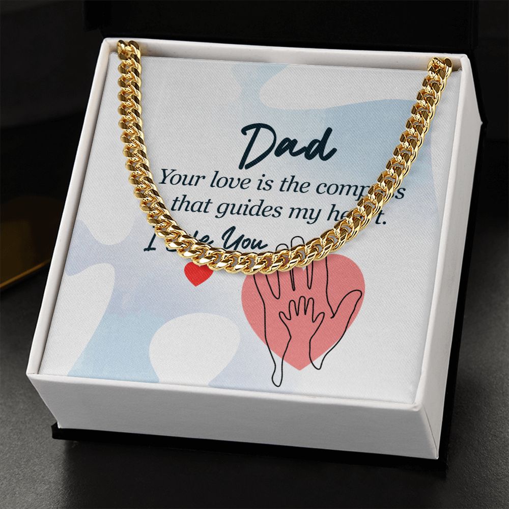 dad - your love is the compass Dad Cuban Chain Necklace, Father Necklace Father's Day Gift, Christian Gift For Dad, Father Son Necklace - Serbachi