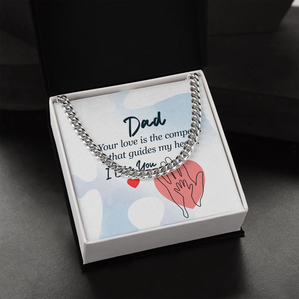 dad - your love is the compass Dad Cuban Chain Necklace, Father Necklace Father's Day Gift, Christian Gift For Dad, Father Son Necklace - Serbachi