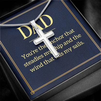 Dad, you're Dad Cross Necklace, Father Cross Necklace Father's Day Gift, Christian Gift For Dad, Father Son Cross Necklace - Serbachi