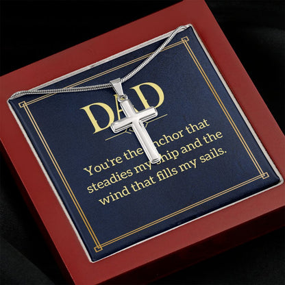 Dad, you're Dad Cross Necklace, Father Cross Necklace Father's Day Gift, Christian Gift For Dad, Father Son Cross Necklace - Serbachi