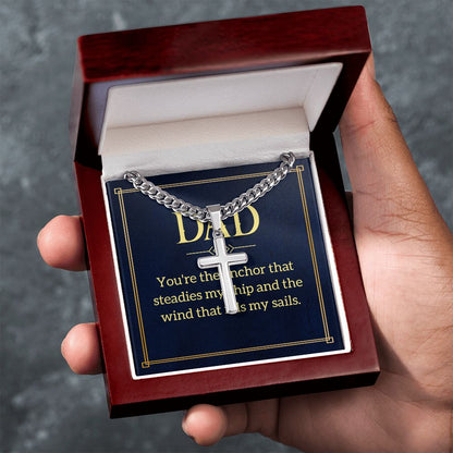 Dad, you're Personalized Dad Cross Necklace, Father Necklace Father's Day Gift, Christian Gift For Dad, Father Son Necklace - Serbachi