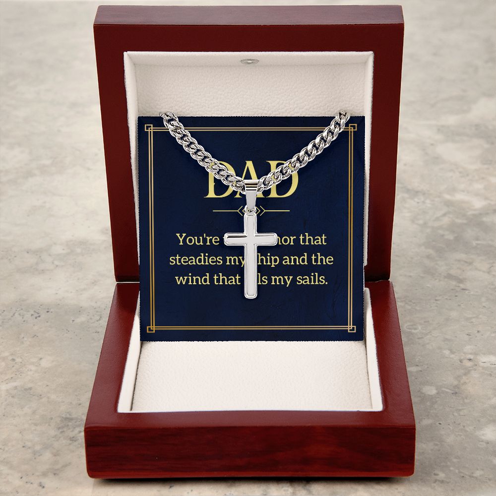 Dad, you're Personalized Dad Cross Necklace, Father Necklace Father's Day Gift, Christian Gift For Dad, Father Son Necklace - Serbachi