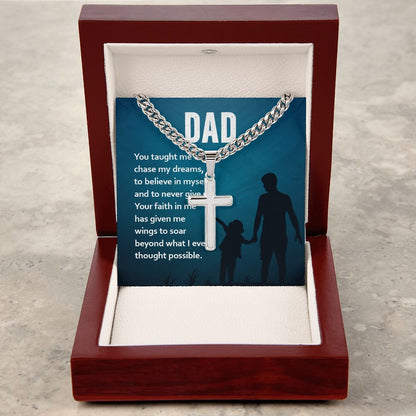 dad2 Dad Cross Necklace, Father Necklace Father's Day Gift, Christian Gift For Dad, Father Son Cross Necklace - Serbachi