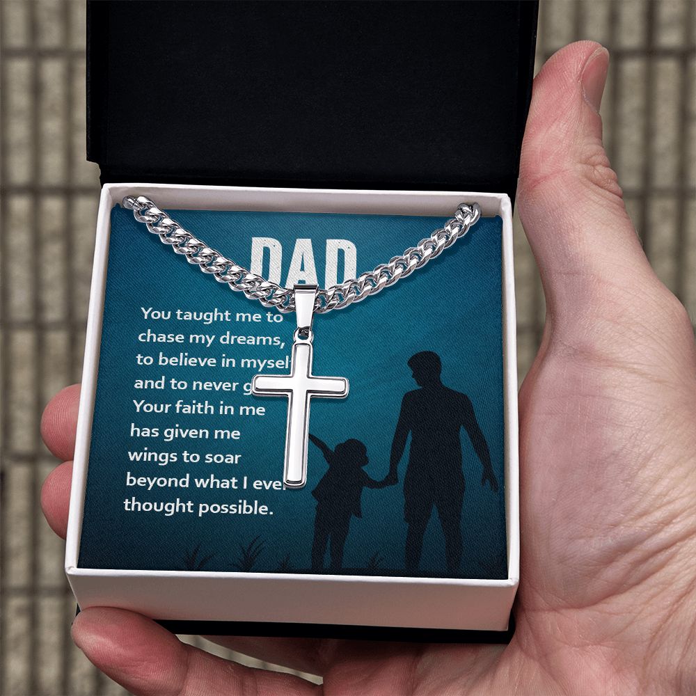 dad2 Dad Cross Necklace, Father Necklace Father's Day Gift, Christian Gift For Dad, Father Son Cross Necklace - Serbachi