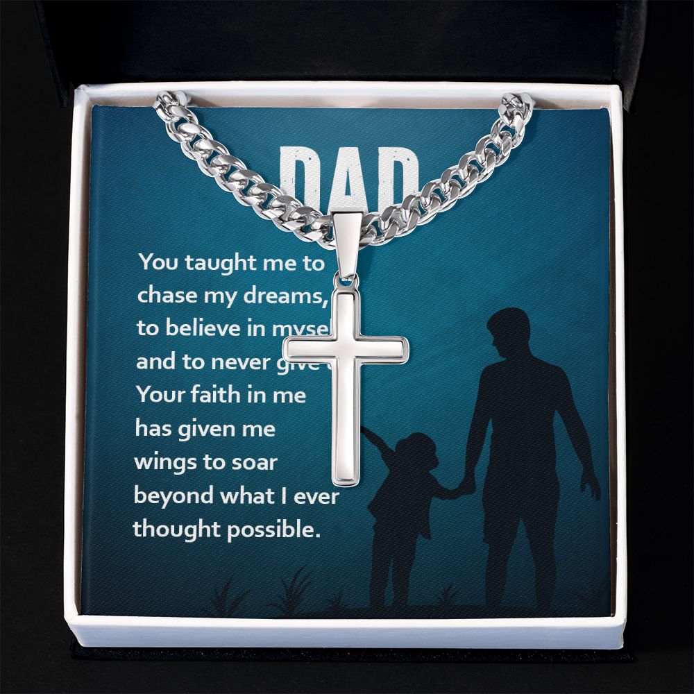 dad2 Dad Cross Necklace, Father Necklace Father's Day Gift, Christian Gift For Dad, Father Son Cross Necklace - Serbachi