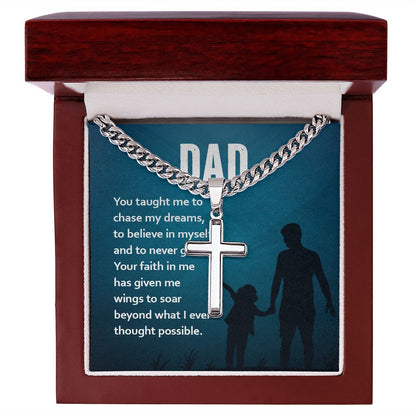 dad2 Dad Cross Necklace, Father Necklace Father's Day Gift, Christian Gift For Dad, Father Son Cross Necklace - Serbachi