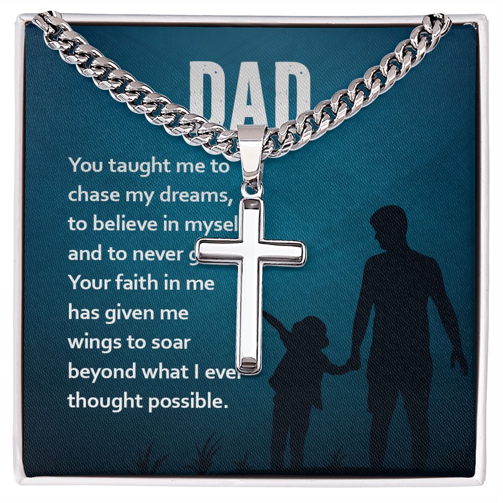 dad2 Dad Cross Necklace, Father Necklace Father's Day Gift, Christian Gift For Dad, Father Son Cross Necklace - Serbachi