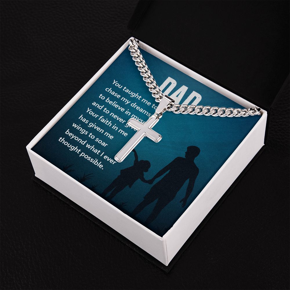 dad2 Dad Cross Necklace, Father Necklace Father's Day Gift, Christian Gift For Dad, Father Son Cross Necklace - Serbachi