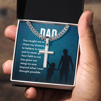 dad2 Dad Cross Necklace, Father Necklace Father's Day Gift, Christian Gift For Dad, Father Son Cross Necklace - Serbachi