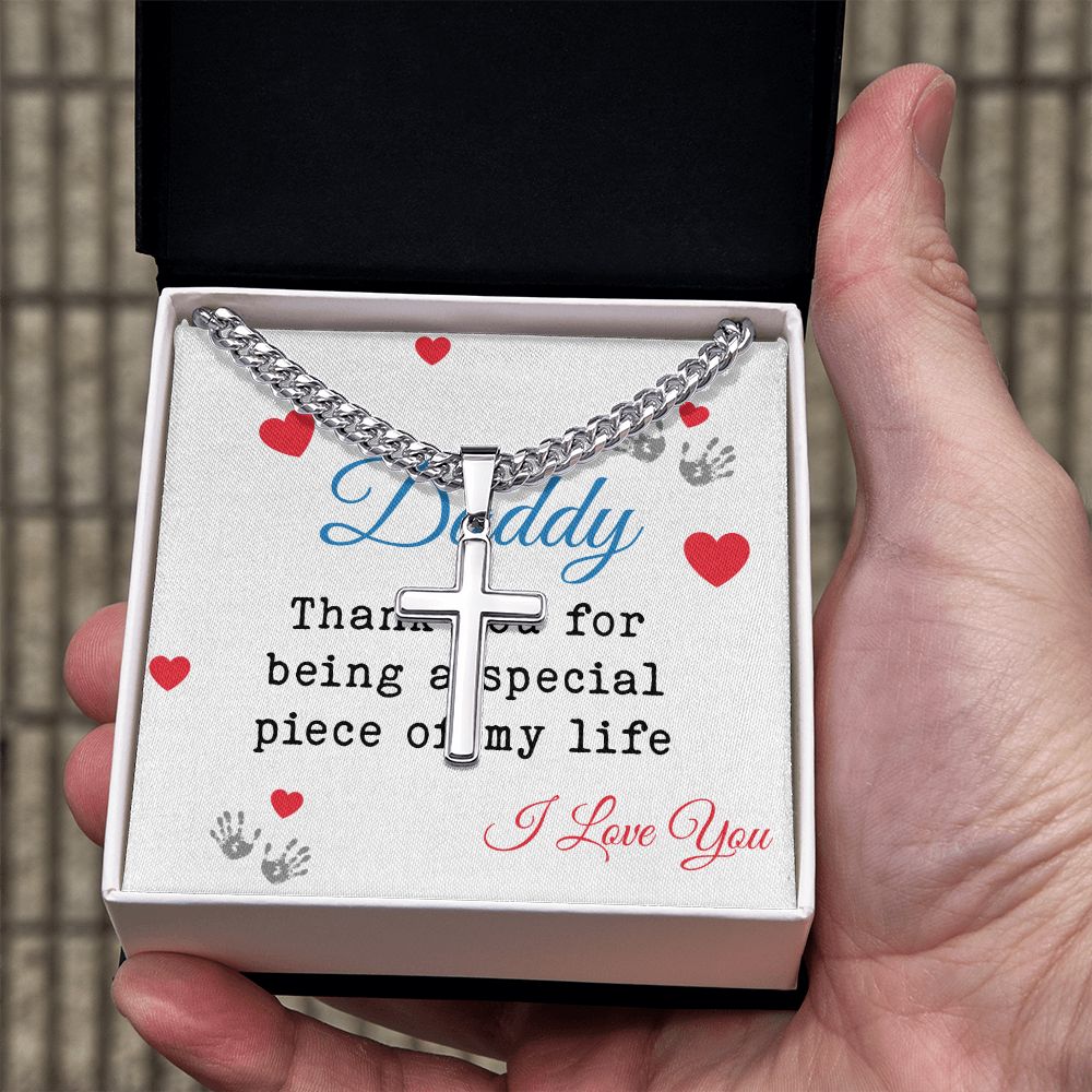 Daddy Dad Cross Necklace, Father Necklace Father's Day Gift, Christian Gift For Dad, Father Son Cross Necklace - Serbachi