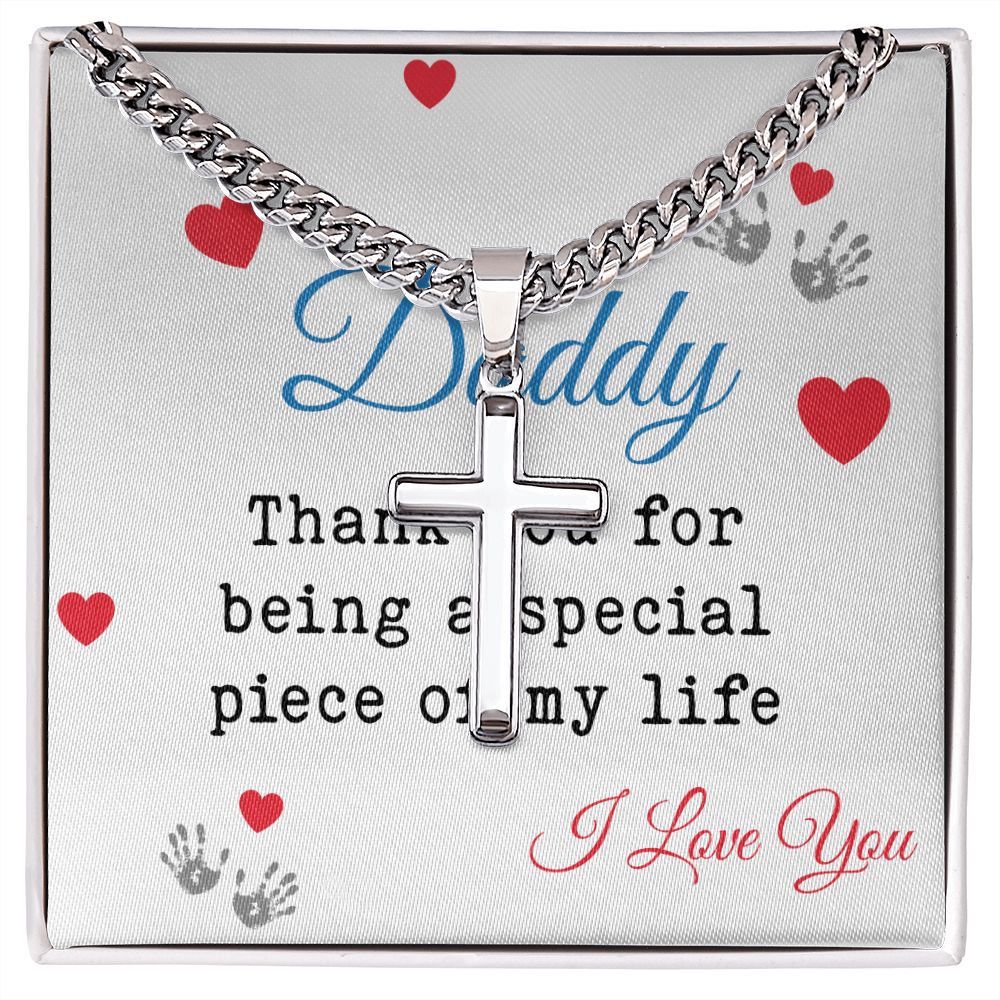 Daddy Dad Cross Necklace, Father Necklace Father's Day Gift, Christian Gift For Dad, Father Son Cross Necklace - Serbachi