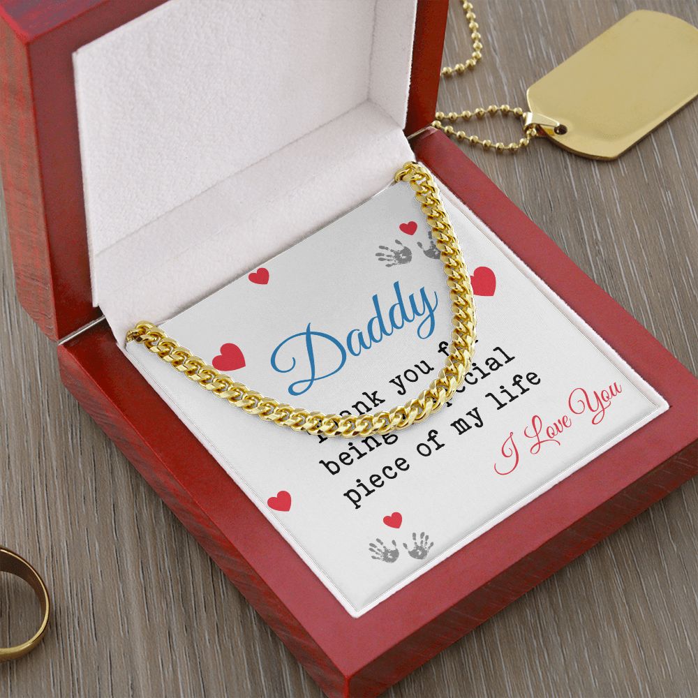 Daddy - Dad Cuban Chain Necklace, Father Necklace Father's Day Gift, Christian Gift For Dad, Father Son Necklace - Serbachi