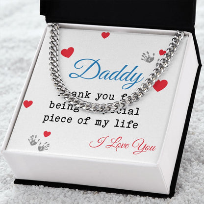 Daddy - Dad Cuban Chain Necklace, Father Necklace Father's Day Gift, Christian Gift For Dad, Father Son Necklace - Serbachi