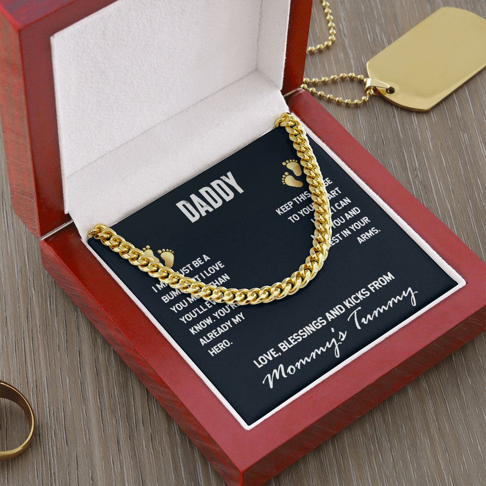 Daddy-I MAY JUST BE A BUMP Dad Cuban Chain Necklace, Father Necklace Father's Day Gift, Christian Gift For Dad, Father Son Necklace - Serbachi