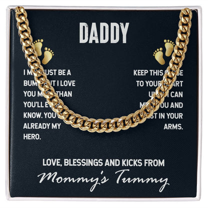 Daddy-I MAY JUST BE A BUMP Dad Cuban Chain Necklace, Father Necklace Father's Day Gift, Christian Gift For Dad, Father Son Necklace - Serbachi