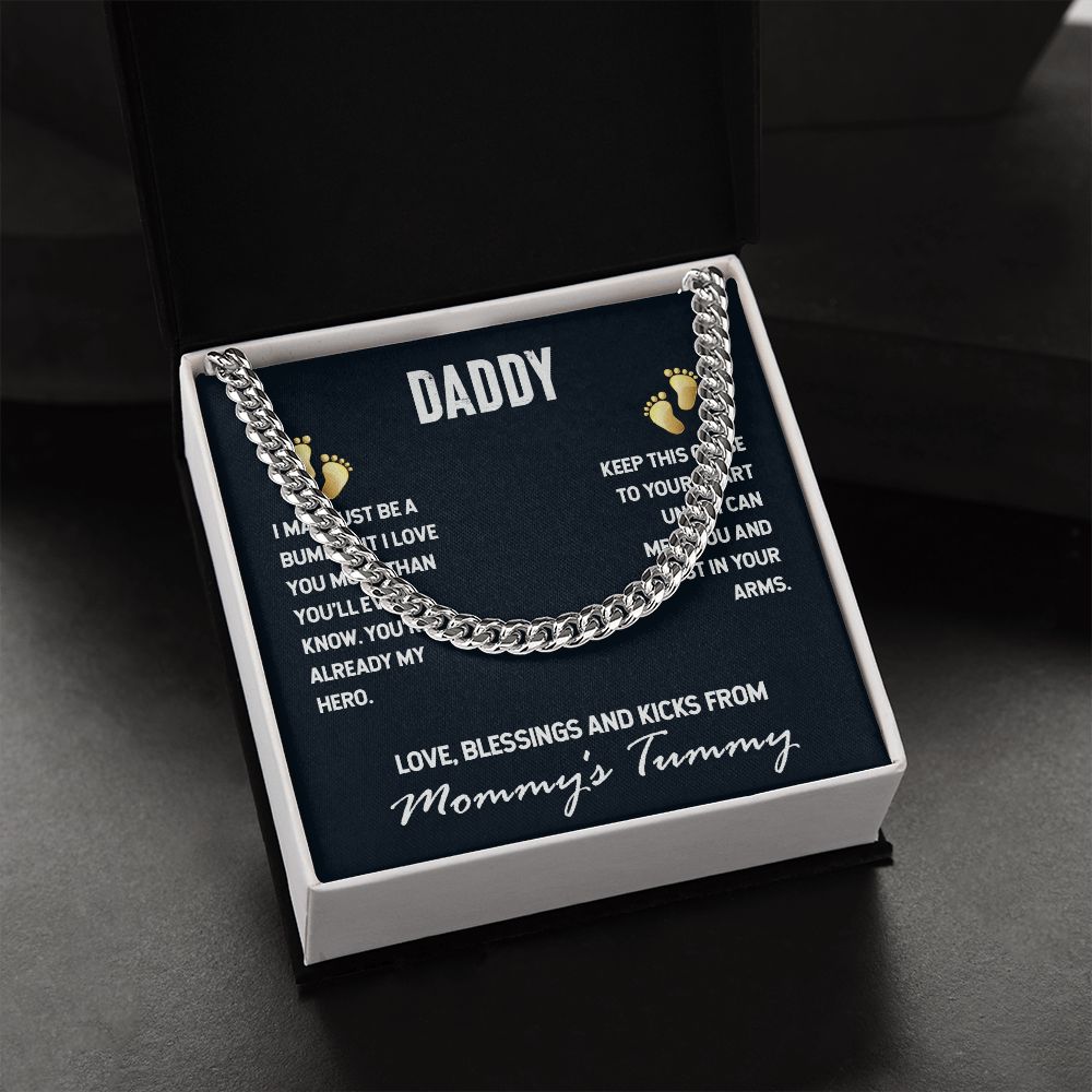 Daddy-I MAY JUST BE A BUMP Dad Cuban Chain Necklace, Father Necklace Father's Day Gift, Christian Gift For Dad, Father Son Necklace - Serbachi