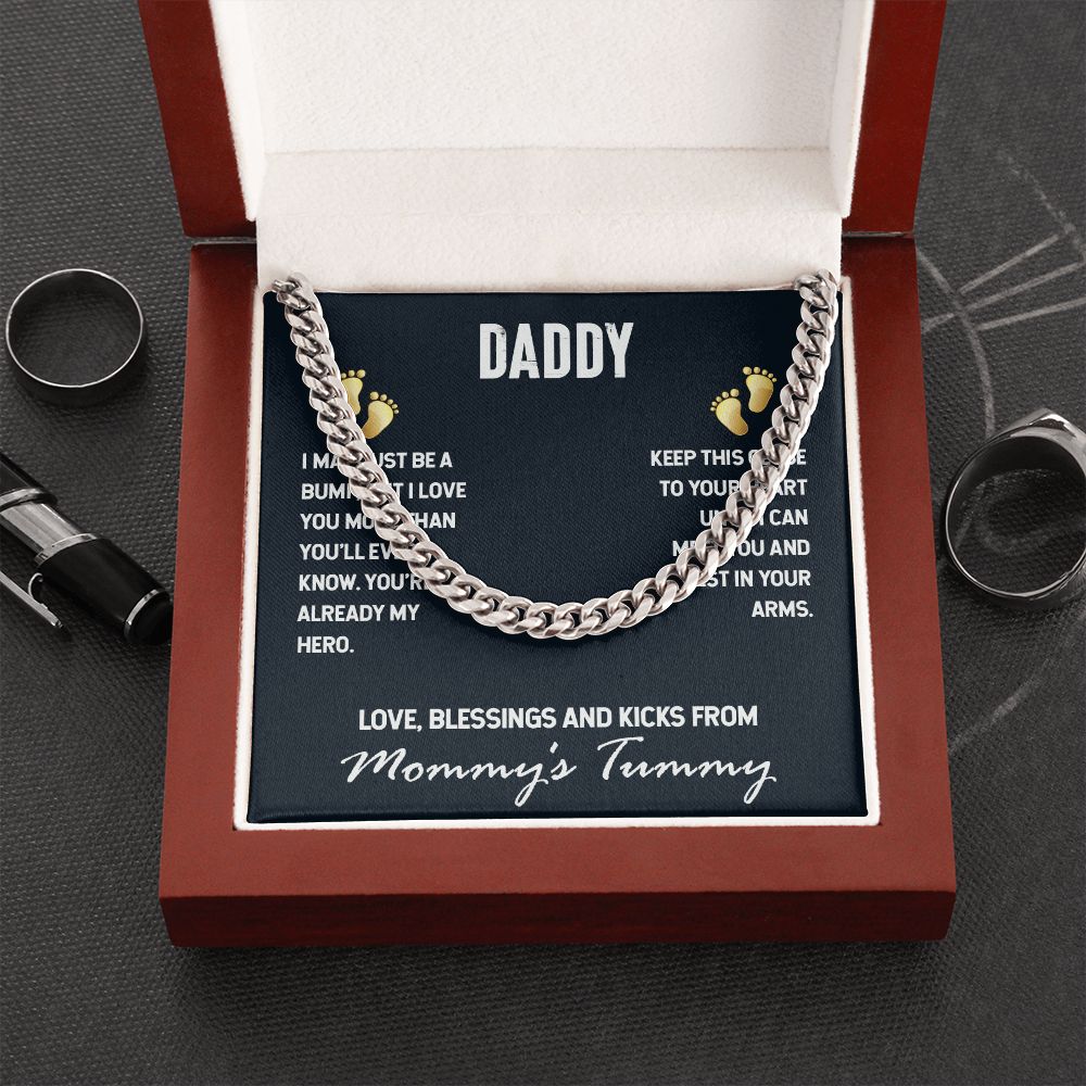 Daddy-I MAY JUST BE A BUMP Dad Cuban Chain Necklace, Father Necklace Father's Day Gift, Christian Gift For Dad, Father Son Necklace - Serbachi