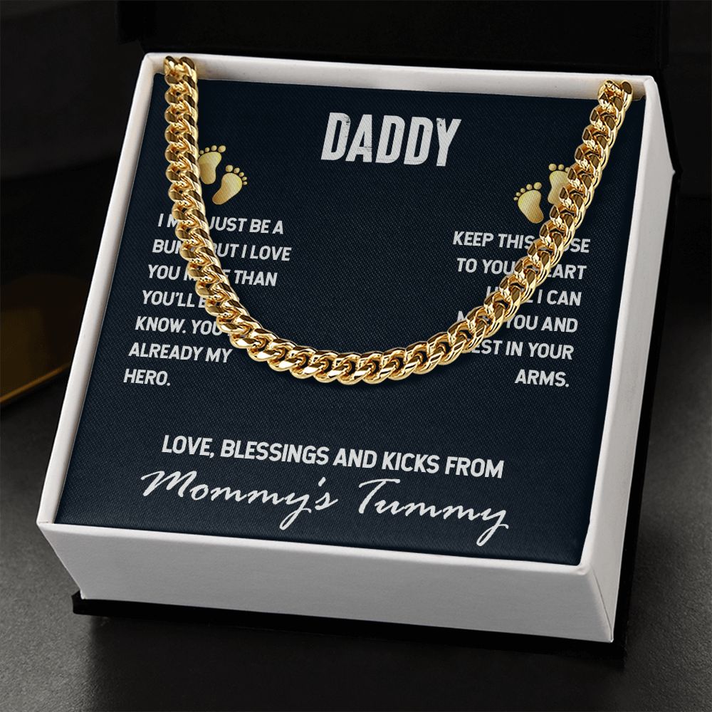 Daddy-I MAY JUST BE A BUMP Dad Cuban Chain Necklace, Father Necklace Father's Day Gift, Christian Gift For Dad, Father Son Necklace - Serbachi