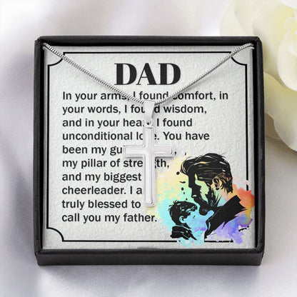 Dear Dad, in your Dad Cross Necklace, Father Cross Necklace Father's Day Gift, Christian Gift For Dad, Father Son Cross Necklace - Serbachi