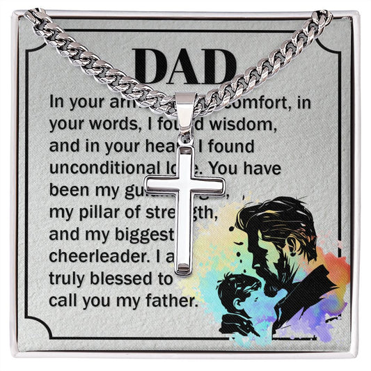 Dear Dad, in your Dad Cross Necklace, Father Necklace Father's Day Gift, Christian Gift For Dad, Father Son Cross Necklace - Serbachi