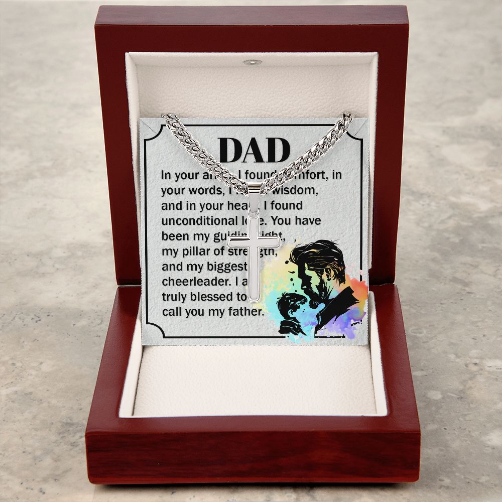 Dear Dad, in your Dad Cross Necklace, Father Necklace Father's Day Gift, Christian Gift For Dad, Father Son Cross Necklace - Serbachi