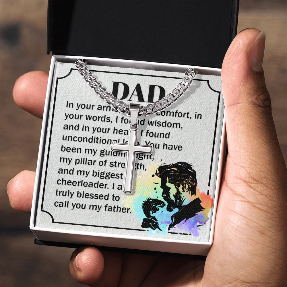 Dear Dad, in your Dad Cross Necklace, Father Necklace Father's Day Gift, Christian Gift For Dad, Father Son Cross Necklace - Serbachi