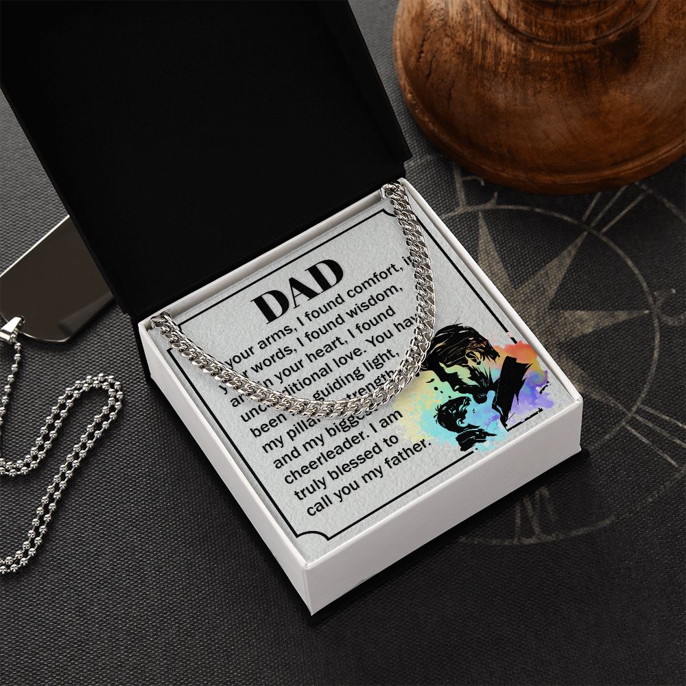 Dear Dad, in your Dad Cuban Chain Necklace, Father Necklace Father's Day Gift, Christian Gift For Dad, Father Son Necklace - Serbachi