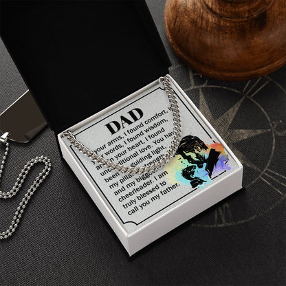 Dear Dad, in your Dad Cuban Chain Necklace, Father Necklace Father's Day Gift, Christian Gift For Dad, Father Son Necklace - Serbachi